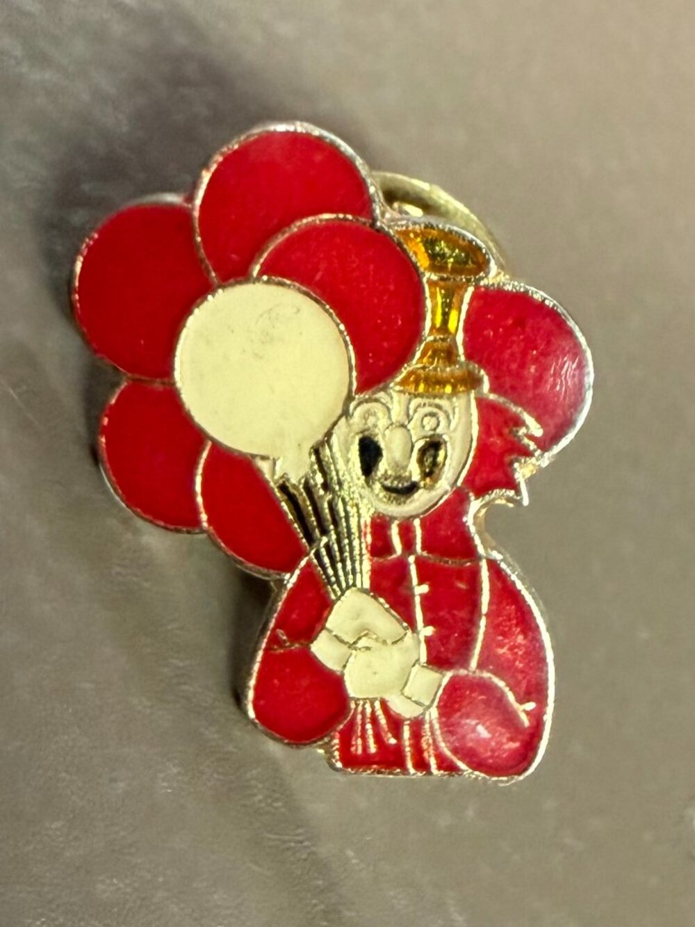 Vintage Clown With Balloons Enamel Lapel Pin
